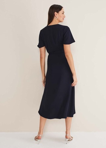 Phase Eight Julissa Ruffle Wrap Dress Navy USA | 7359460-OV